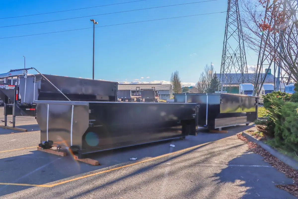 Roll-off dumpster ready for waste disposal at job site for Roll Off Dumpster Rental in Lubbock